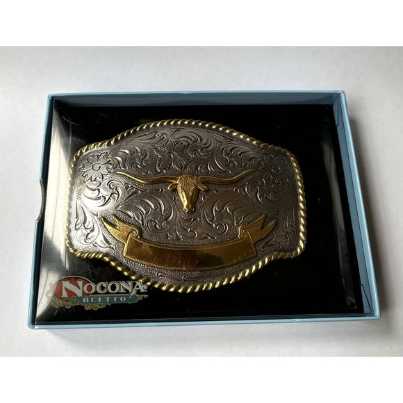 Nocona Belt Co Longhorn Western Belt Buckle - Picture 7 of 9